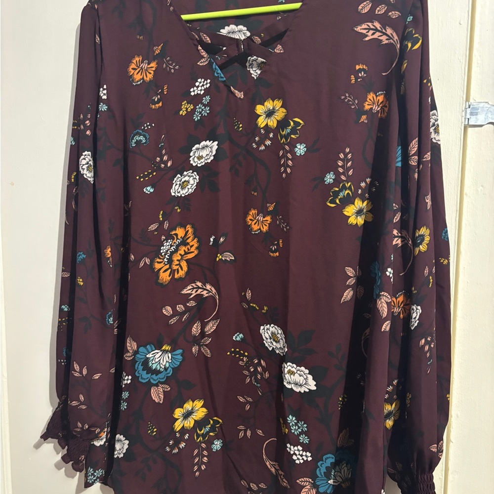 Maurices Floral Blouse with Long Sleeves
